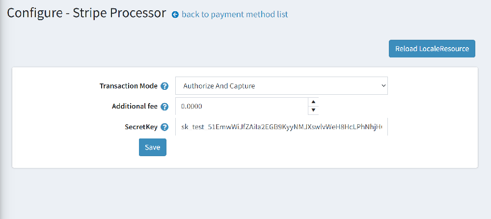 Stripe Configuration Example